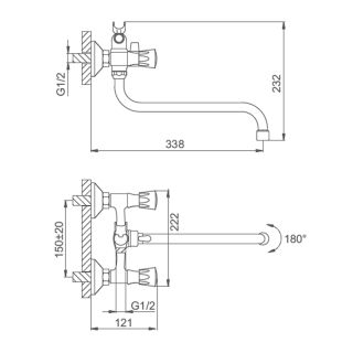 Смеситель для ванны Splenka S81.222 хром