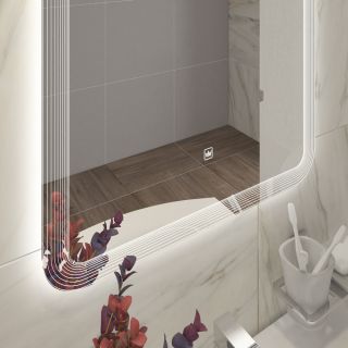 Зеркало Cezares с лазерной гравировкой, контурной подсветкой и сенсорным выключателем CEZARES CZR-SPC-DUET-600-800-LED-TCH