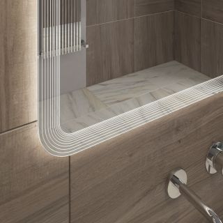 Зеркало Cezares с лазерной гравировкой, контурной подсветкой сенсорным выключателем CEZARES CZR-SPC-DUET-900-800-LED-TCH