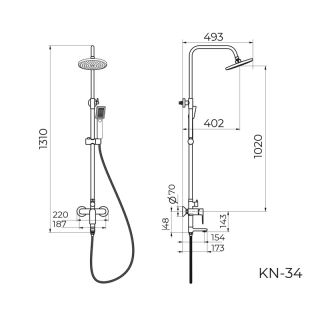 Душевая система Knotlor KN-34, хром