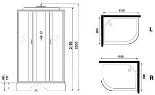 Душевая кабина Niagara NG-33184-14LP 110x80см серебро/матовое