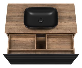 Напольная тумба под раковину Brevita Dakota DAK-07100-19/02-2Я 100см дуб Галифакс олово/чёрный