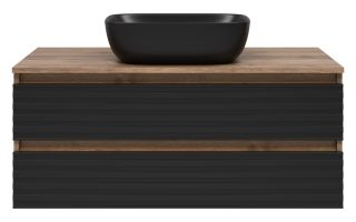 Подвесная тумба под раковину Brevita Dakota DAK-09100-19/02-2Я 100см дуб Галифакс олово/чёрный