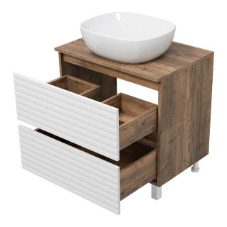 Напольная тумба под раковину Brevita Dakota DAK-07070-19/01-2Я 70см дуб Галифакс олово/белый