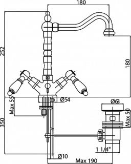 Смеситель для раковины, золото Cezares DIAMOND-LS2-03/24-Sw