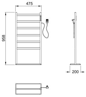 Напольный полотенцесушитель электрический Wonzon & Woghand Essen WW-A406-BG 47x95 см брашированное золото
