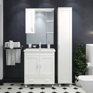 Зеркальный шкаф с подсветкой Misty Дива 65см левый белый