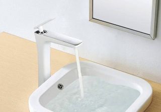 Смеситель для раковины Rose R1611F белый/хром