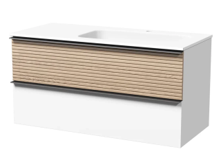 Подвесная тумба под раковину Sancos Delta DL100RW правая 100см дуб светлый/белый