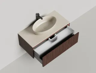 Подвесная тумба Salini Domino 27D210F 100см шпон/фрезерованный фасад