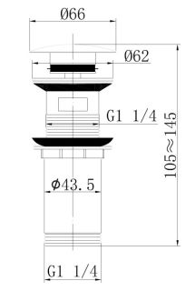 Донный клапан для раковины ABBER AF0009G с переливом золото матовое