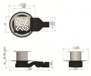 Душевой трап Berges Platz Antik 091161 15см хром глянец