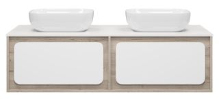 Подвесная тумба под раковину Misty Дубль 150см дуб Галифакс/белый