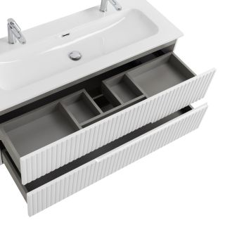 База под раковину Cezares подвесная с двумя выкатными ящиками, Альпака Брашированная, 1200x457x500, DUET-N-1200-2C-SO-AS-P