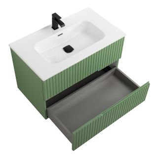База под раковину Cezares подвесная с двумя выкатными ящиками, Фисташковый Софт, 800x457x500, DUET-N-800-2C-SO-PS-P