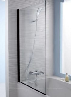 Душевая шторка на ванну Jacob Delafon Struktura 80х140 см E6D042-BL профиль черный, стекло прозрачное
