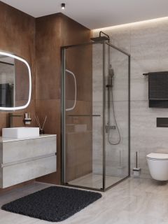 Душевой уголок CEZARES LUX-AH-FS-1-70/80-C-GM оружейная сталь