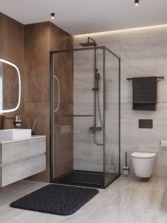 Душевой уголок CEZARES LUX-AH-FS-1-90/100-C-GM оружейная сталь