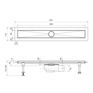 Душевой лоток Timo Drain System DS230106/17 60см с вставкой lines золото матовое