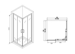 Душевой уголок ABBER Schwarzer Diamant 80x80см чёрный AG02080B