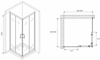 Душевой уголок ABBER Schwarzer Diamant AG02090B5 90x90см чёрный