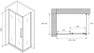 Душевой уголок ABBER Schwarzer Diamant AG30120H-S70 120x70см хром