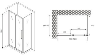 Душевой уголок ABBER Schwarzer Diamant AG30120MH-S70M 120x70см хром