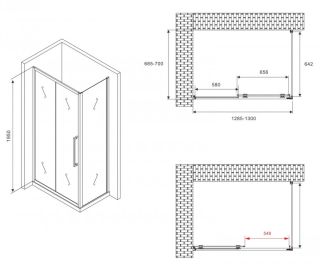 Душевой уголок ABBER Schwarzer Diamant AG30130BMH-S70BM 130x70см чёрный