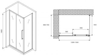 Душевой уголок ABBER Schwarzer Diamant AG30130H-S70 130x70см хром