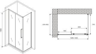 Душевой уголок ABBER Schwarzer Diamant AG30130MH-S85M 130x85см хром