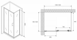 Душевой уголок ABBER Schwarzer Diamant AG301505-S1005 150x100см хром
