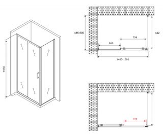 Душевой уголок ABBER Schwarzer Diamant AG30150B-S50B 150x50см чёрный