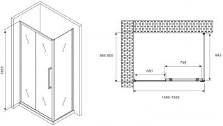Душевой уголок ABBER Schwarzer Diamant AG30150H-S90 150x90см хром
