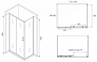 Душевой уголок ABBER Schwarzer Diamant 180x90см AG30180B-S90B