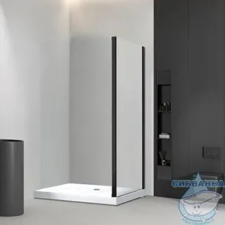 Боковая панель Veconi KP-03B, 800х1950 черный, стекло прозрачное