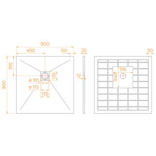 Душевой поддон RGW STONE TRAY-W 14152099-01-11 90x90 см белый