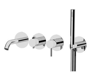 Remer X Style X53D2PXV смеситель для ванны с душем, на 3 выхода, сталь