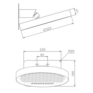 Верхний душ потолочный Raglo R452.02 33 см хром