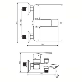 Смеситель для ванны и душа Damixa Eclipse 2.0 481000000 хром