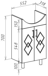 Тумба под раковину Bellezza Элеганс 60см белый 00000004788