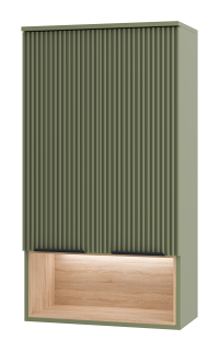 Подвесной шкаф над стиральной машиной Brevita Enfida ENF-08060-081 60см с подсветкой зелёный/дуб Сонома светлый