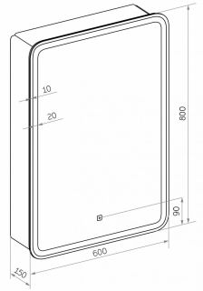Зеркало-шкаф с подсветкой Art&Max Platino левый 60см белый AM-Pla-600-800-1D-L-DS-F