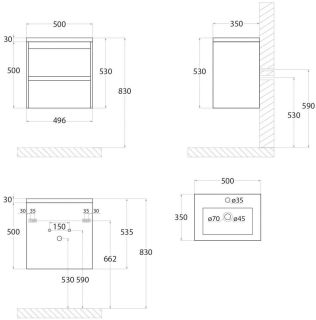 Подвесная тумба под раковину Art&Max Family 50см белый глянцевый Family-500-2C-SO-BL