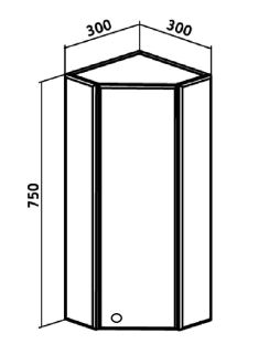 Зеркальный шкаф Runo угловой Кредо 30 (00000001108)
