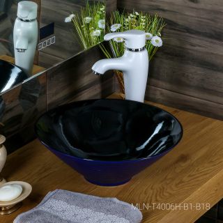 Накладная раковина Melana 7020-B1+B18-806 40см синий/чёрный