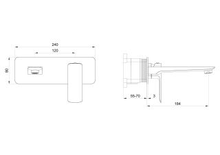 Встраиваемый смеситель для раковины Wonzon & Woghand Edge WW-88869003-BGM тёмный графит