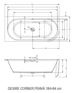 Акриловая ванна Riho Desire Corner Velvet Sparkle System LED Fall 184x84см R 180x84см с аэромассажем и подсветкой заполнение через перелив белый матовый