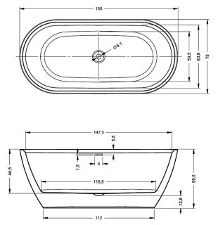 Акриловая ванна Riho Inspire Velvet Fall B091004105 160х75см заполнение через перелив белый матовый