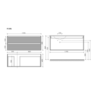 Тумба подвесная под раковину Sancos Folk FL120LES левая 120 см Ergraut soft