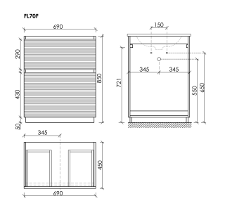 Тумба напольная под раковину Sancos Folk Floor FL70FES 70 см Ergraut soft